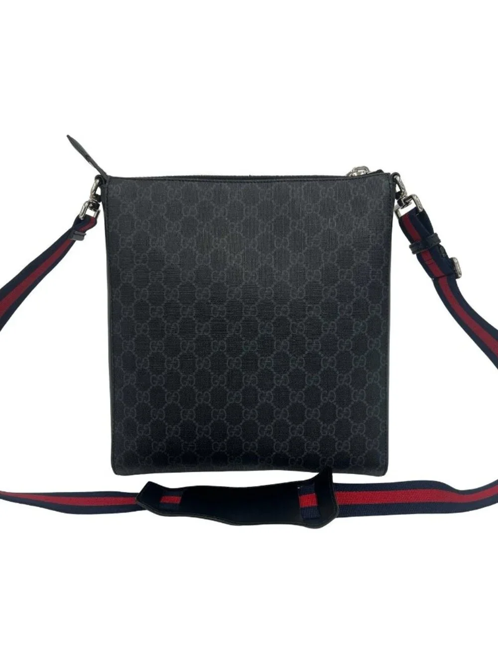 Gucci Sherry Line GG Supreme Logo Leather Shoulder Bag Cross Black